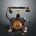 Vintage Telephone With Copper Accents Round Dial And Black Body Design