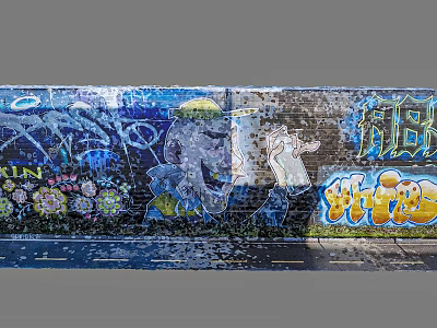 Colorful Grafitti Wall With Street Art Figure And Artistic Decoration Design 3d model