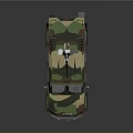 Camouflaged Armored Military Vehicle With Roof Mounted Equipment And Off Road Tires