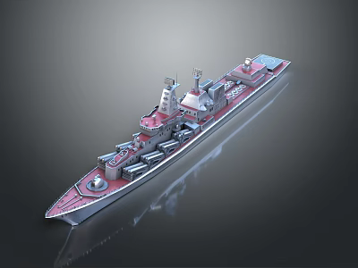 Realistic Warship Model Display With Detailed Hull Deck Weapon Systems And Scale Features 3d model