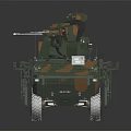 Military Armored Vehicle With Camouflage Paint Top Mounted Weapon And Protective Rails