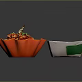 Orange Bowl Of Spicy Rice With White Paper Box Tandoori Tofu And Green Peppers