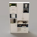 White Modern Wardrobe Interior With Open Compartments Drawers And Decorative Items 3d model