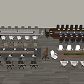 Modern Conference Tables and Chairs 3d model