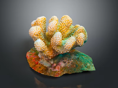 Vibrant Aquatic Animal Coral Colony With Yellow Green And Red Colors 3d model
