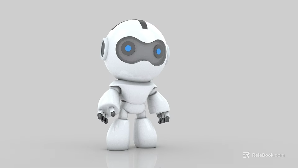 Smart Humanoid Robot With White Body Blue Eyes And Modern Design Features 3d model 