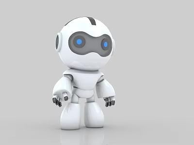 Smart Humanoid Robot With White Body Blue Eyes And Modern Design Features 3d model