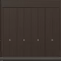 Dark Brown Wooden Paneled Hinged Door With Vertical Lines And Golden Handles For Modern Interior