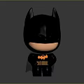 Cute Black Batman Chibi Style Toy Figure With Orange Chest Logo And Yellow Utility Belt