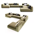 Modern Beige Sectional Sofa With Modular Design And Dark Light Cushions 3d model