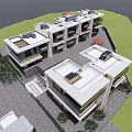 Modern Multi Storey Residential Building With Green Lawn Trees Parking And Courtyard
