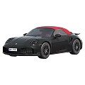 Sleek Black Convertible Sports Car With Red Soft Top And Red Interior Design