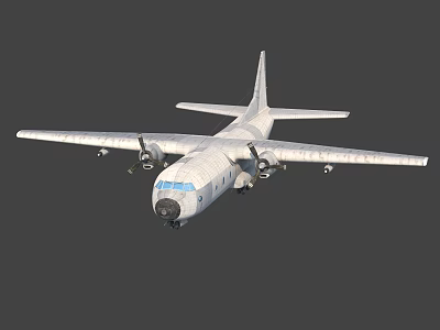 Large White Cargo Airplane With Four Propellers Long Wings And Fuselage Design 3d model