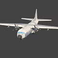 Large White Cargo Airplane With Four Propellers Long Wings And Fuselage Design