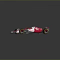 Red and White Formula 1 Race Car With Aerodynamic Body Haas Racing Tires Streamlined Design And Sleek Racing Features