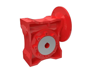 Industrial Red Mechanical Equipment Reducer Housing With Flange And Bolt Holes 3d model