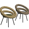 Modern Coiled Circular Design Accent Chair With Metal Legs And Comfortable Fabric Seat