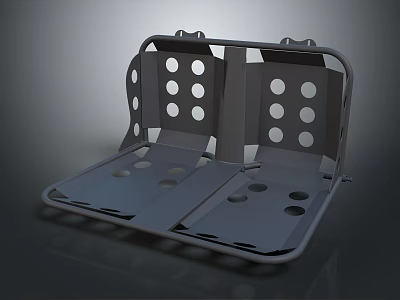 Gray Metallic Frame Structure With Multiple Holes And Smooth Surface Design 3d model