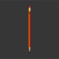 Colorful Pencil With Yellow Red Body Black Tip On Smooth Surface Shadow