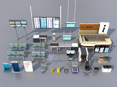 Airport Furniture Items 3d model