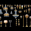 Ornate Golden Crystal Chandeliers Table Floor Lamps Wall Sconces Lighting Combinations