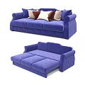 Blue Striped Sofa And Convertible Sofa Bed With Modern Upholstered Design 3d model