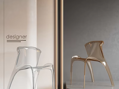 Designer Modern Elegant Dining Chairs Transparent And Gold Finish For Home Decor 3d model