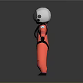 Cartoon Astronaut Figure In Red Spacesuit With White Helmet And Gray Background