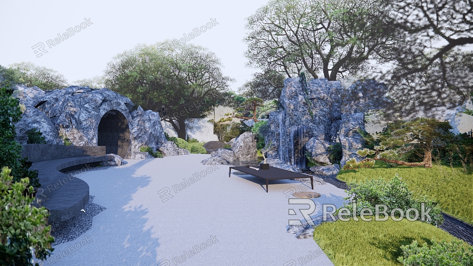 Modern courtyard rockery stacked water courtyard model