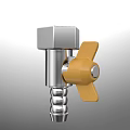 Threaded Industrial Hardware Tool With Silver Metal Body And Yellow Butterfly Handle