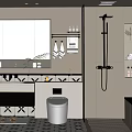 Modern Bathroom Interior Design With Marble Vanity Mirror Toilet Shower Area And Tiled Floor