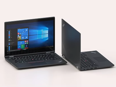 Two Black Laptops One Open Displaying Windows Interface For Business Use 3d model