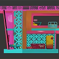 Kids Colorful Multilevel Dollhouse Play Set With Furniture And Decorative Balcony