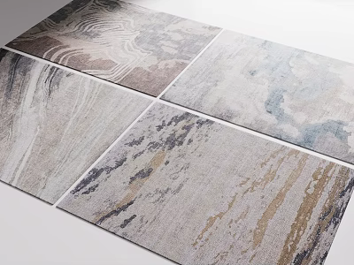 Modern Square Rugs with Abstract Patterns Neutral Blue Tones and Stylish Textures 3d model