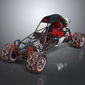 Off Road Sporty Vehicle With Large Tires Red Seat And Steel Frame Design