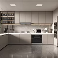 Modern Gray Kitchen Interior With Integrated Cabinets And Sleek Countertop Appliances