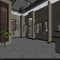 Modern Clothing Store Interior With Display Racks Mannequins Decorative Mirrors And Green Plants