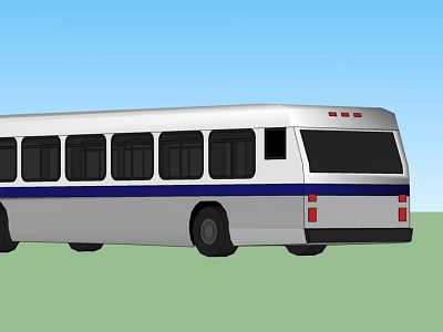 White City Bus With Blue Stripe Multiple Windows And Red Tail Lights 3d model