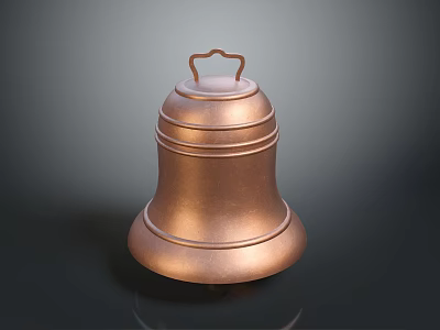 Classic Copper Metal Bell With Traditional Design And Smooth Surface Handle 3d model