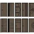 Modern Wooden Hinged Doors With Various Patterns And Home Designs 3d model