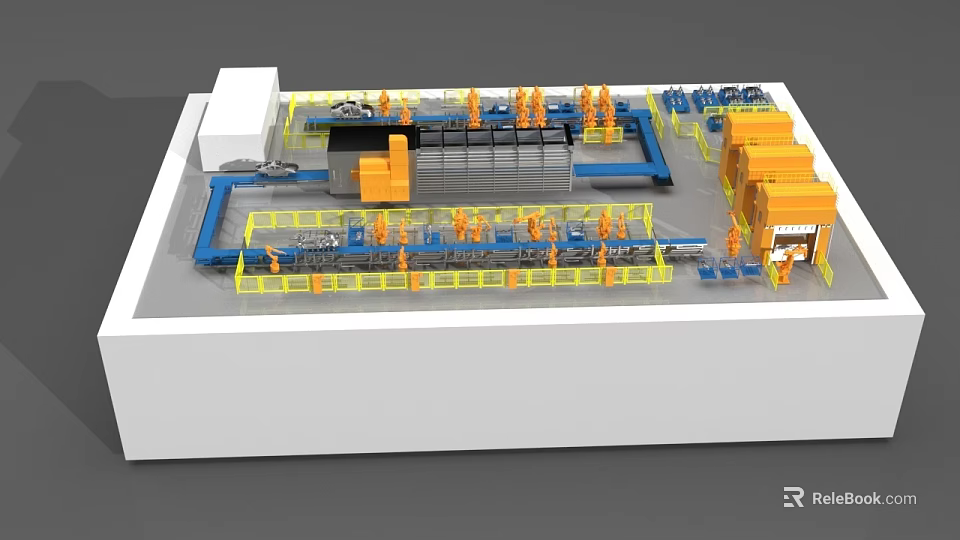Industrial Equipment Production Line Layout With Machinery And Workstations 3d model 