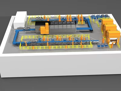 Industrial Equipment Production Line Layout With Machinery And Workstations 3d model