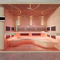 Modern Sauna Interior Design With Wooden Structure And LED Lighting Glass Door And Comfortable Seats