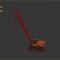 Orange Crawler Crane With Long Boom And Tracked Base For Construction Projects 3d model