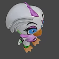 Cartoon Duck Game Character With White Head Purple Bow And Large Blue Eyes