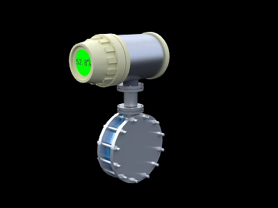 Accurate Industrial Flowmeter Device With Green Digital Display And Flange Connection 3d model