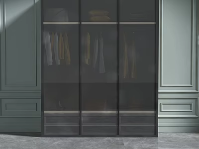 Elegant Modern Wardrobe With Glass Doors And Efficient Clothing Storage Space 3d model
