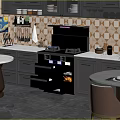 Modern Kitchen Interior Design With Dark Cabinets Marble Island And Stainless Steel Appliances