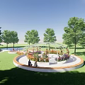 Transparent Metal Frame Landscape Pavilion With Colorful Flowers Potted Plants And Seats
