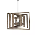 Abstract Geometric Wooden Pendant Light With Layered Square Frame For Modern Home